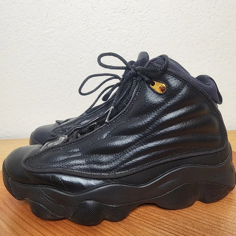 Jordan Shoes Youth Size 6.5Y Black Gold Leather Basketball Sneakers 407484-010